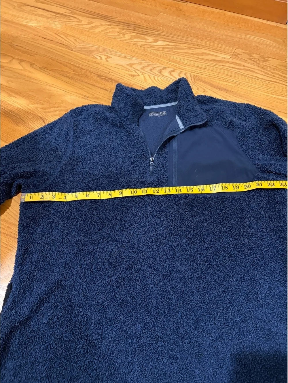 Two Men's Hi-Tech 1/4 zip fleece pullover grey navy blue XL sherpa chest pocket
